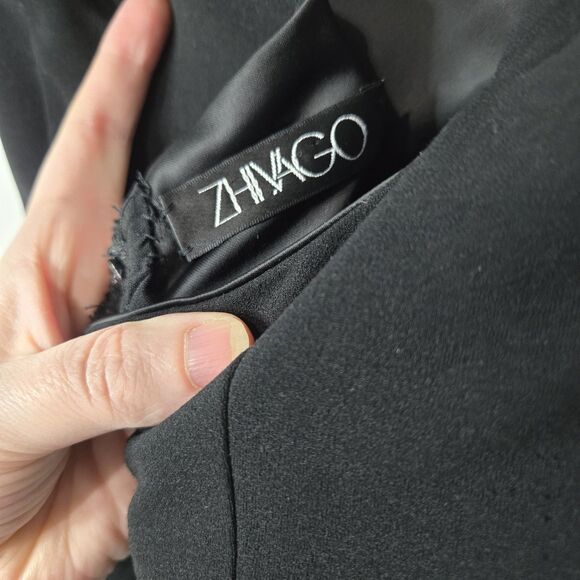 Zhivago  Black Sweetheart Neck Bodycon Front Slit Cocktail Dress 2 - Picture 6 of 10